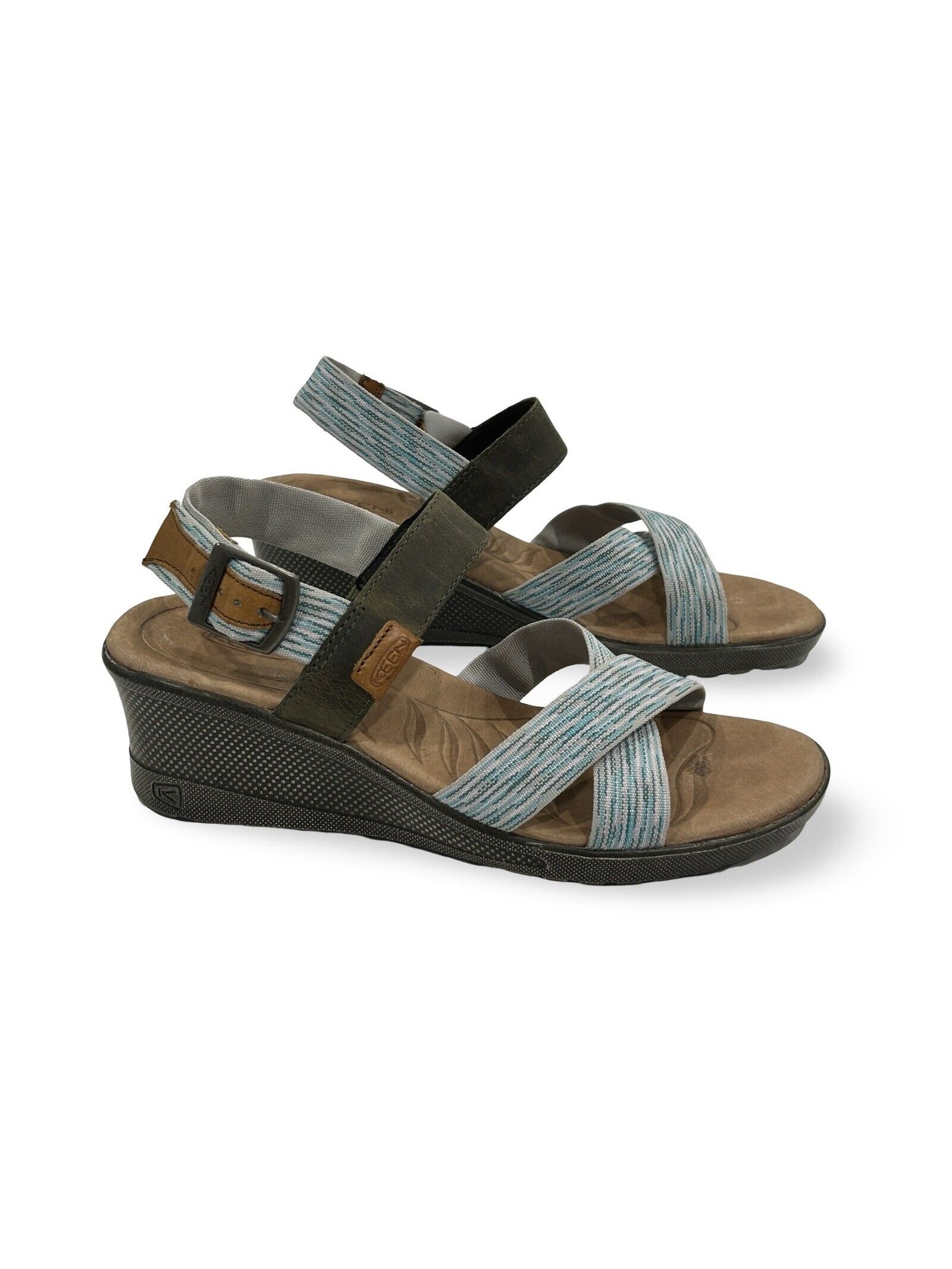 Keen Skyline Slingback Wedge Sandals Womens Size 8.5 Aqua Green Comfort Shoe